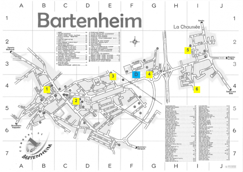 Plan points collecte apports volonaires Bartenheim & La Chaussée