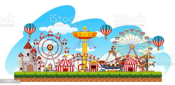 Fun fair amusement scene illustration